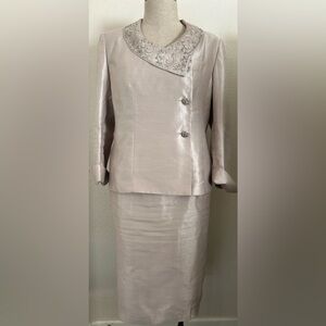 Kasper Champagne Pencil Skirt Ensemble